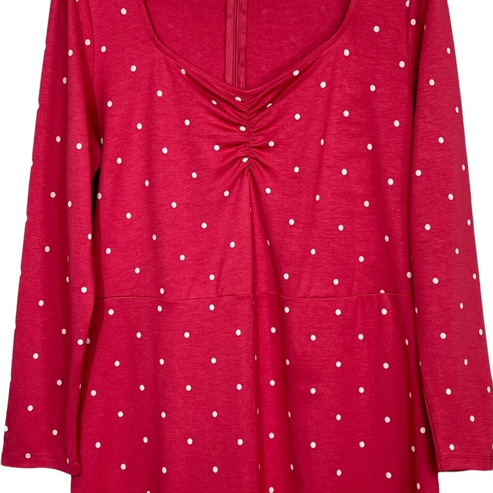 Old Navy Knit Ruched Sweetheart Neckline A-Line Dress Red Dot Petite Large - Picture 4 of 12